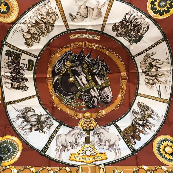 HERMES Carre90 CHEVAUX DE TRAIT Silk Scarf 😍🐴🐎🔥 - Picture 4 of 17